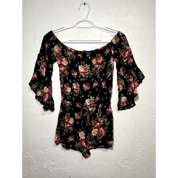 Ambiance floral boho chic romantic fairy romper womens small fairy y2k coquette - Picture 1 of 6